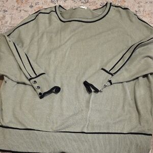 Women's Olive Sweater with Black Accents